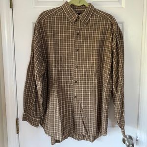 Structure Brown Plaid Flannel Shirt in Large